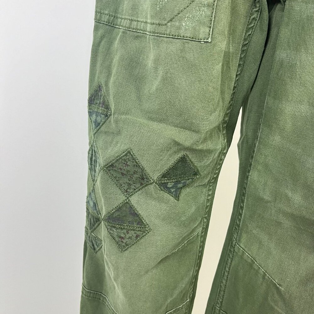 NWOT Anthropologie Pilcro Wanderer Patchwork Overalls Size 29 Green Cotton Blend - Picture 6 of 14